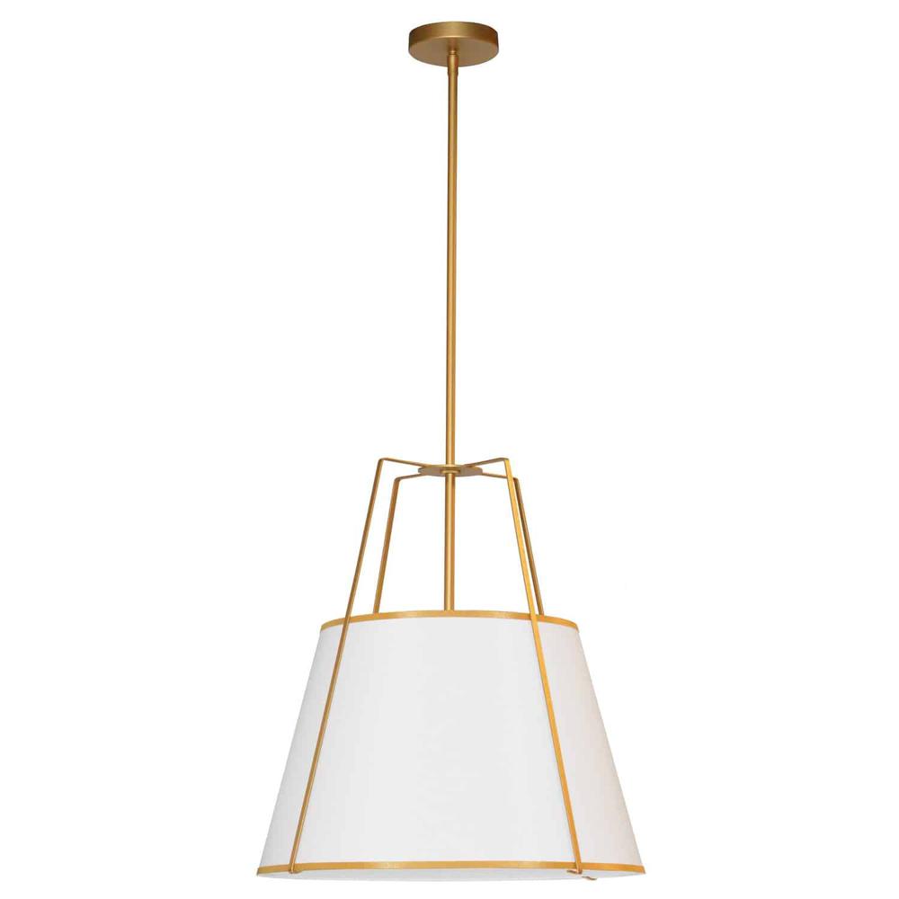 3LT Trapezoid Pendant, GLD with WH Shade. Picture 1