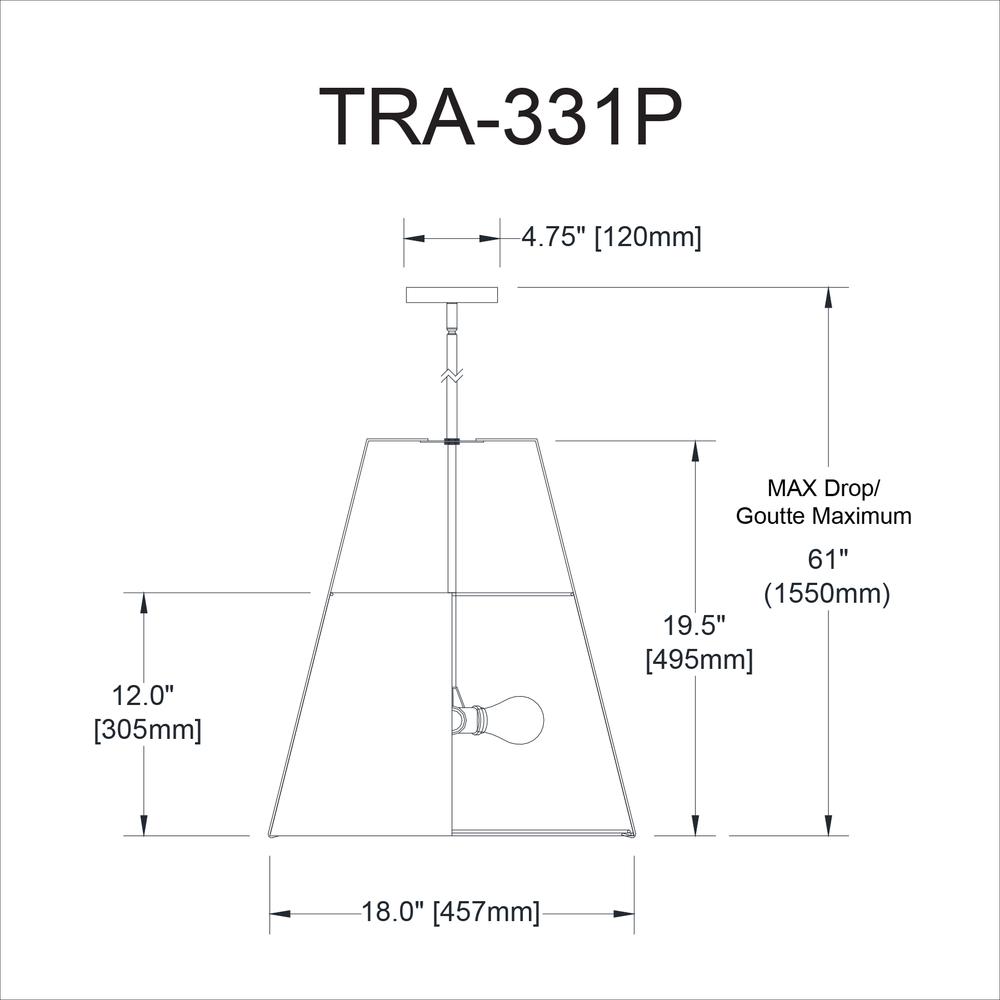 3LT Trapezoid Pendant, GLD with WH Shade. Picture 3