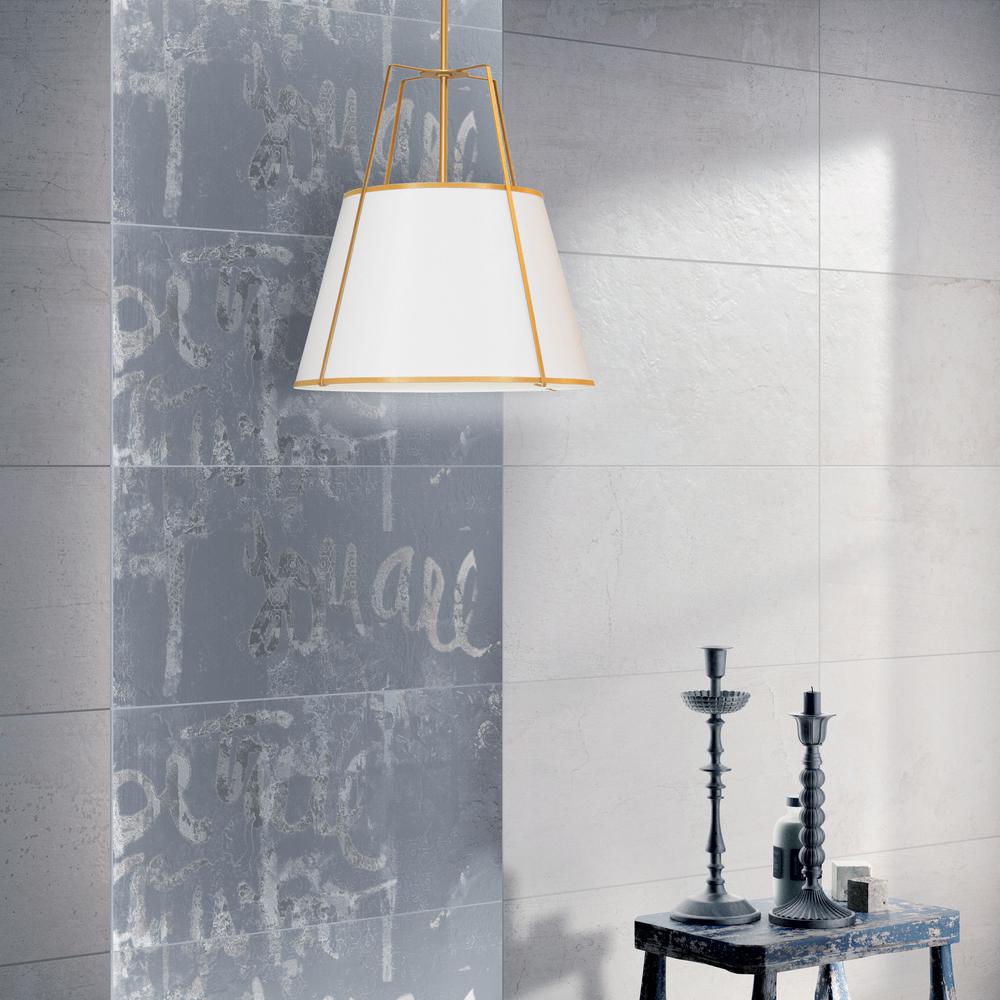 3LT Trapezoid Pendant, GLD with WH Shade. Picture 2
