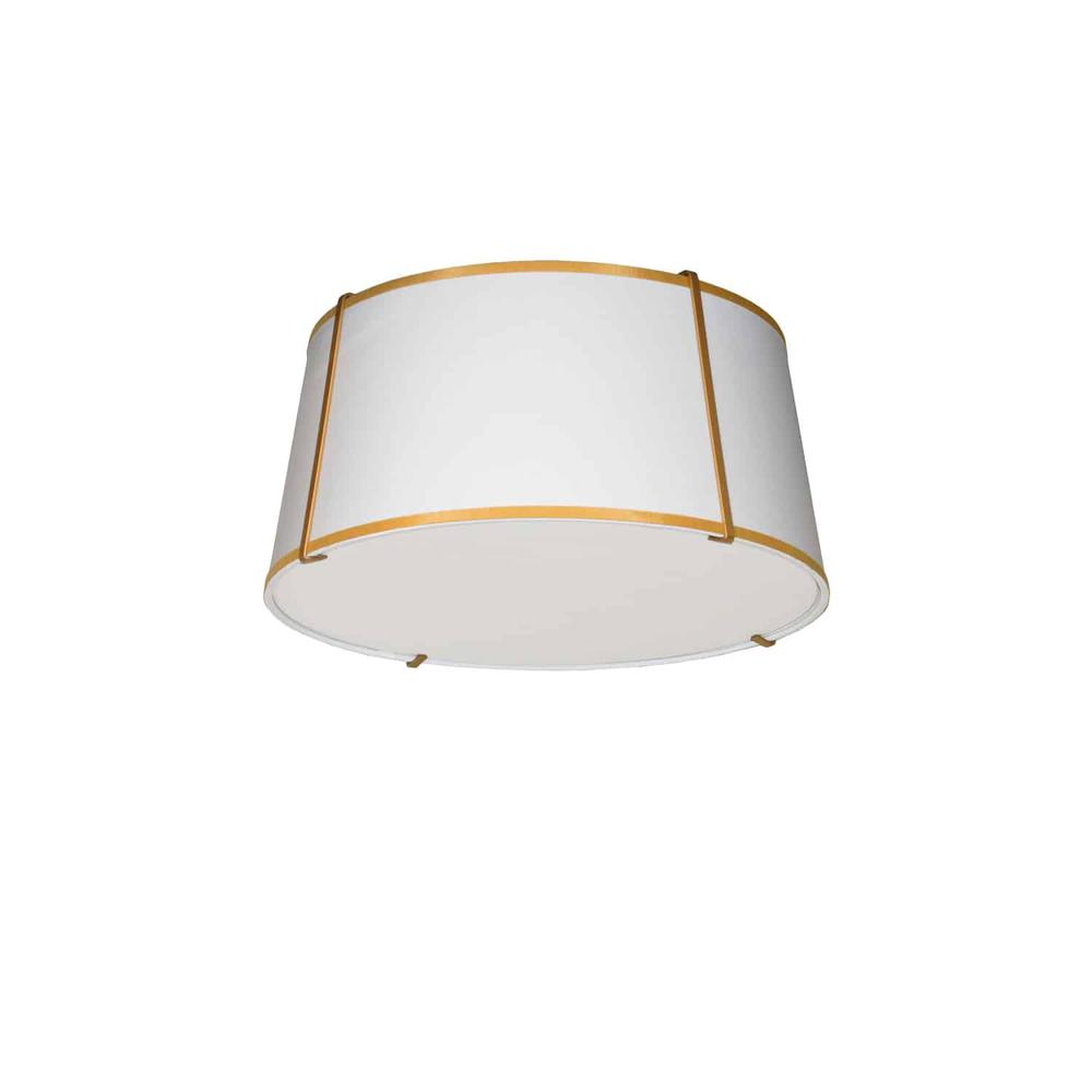 3LT Trapezoid Flush Mount, GLD with WH Shade. Picture 1
