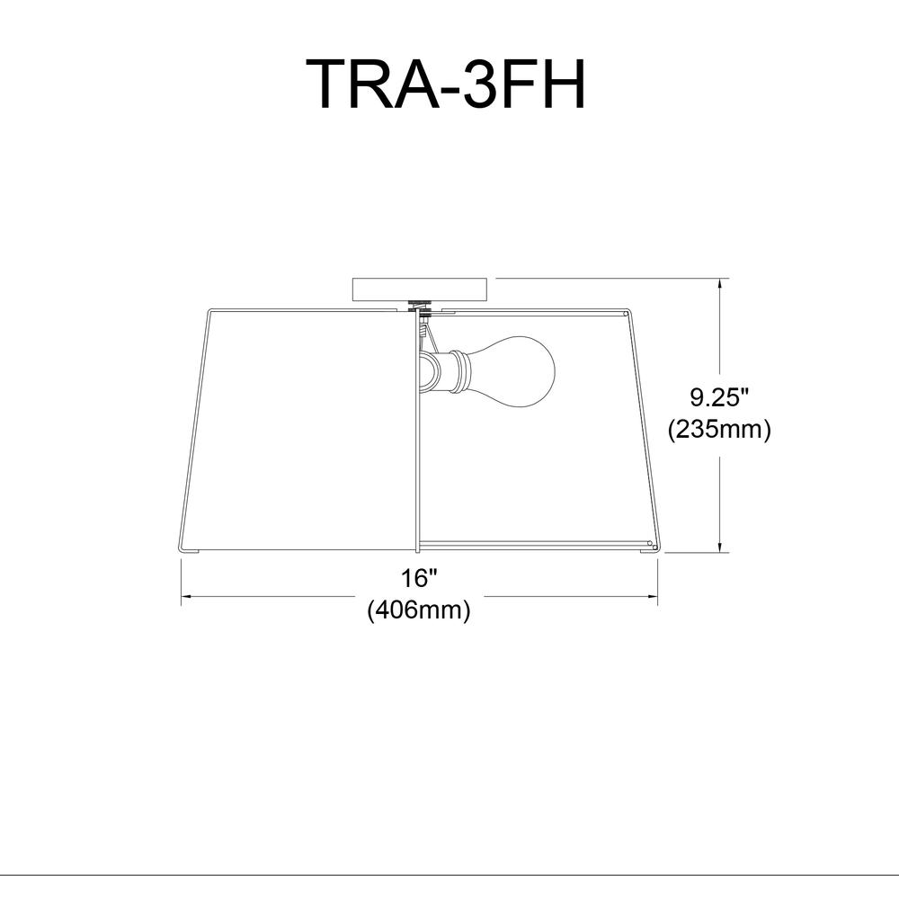 3LT Trapezoid Flush Mount, GLD with WH Shade. Picture 2