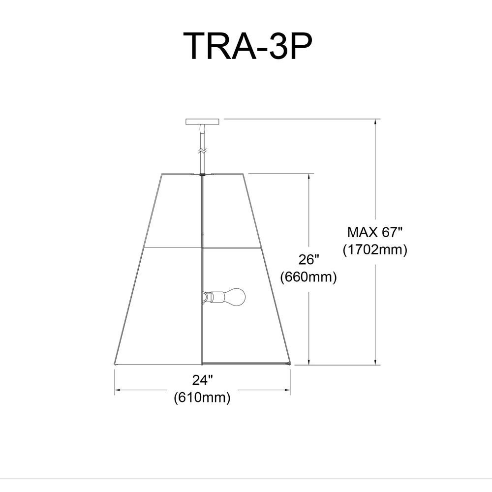 3LT Trapezoid Pendant GLD/WH Shade,790Diff. Picture 3