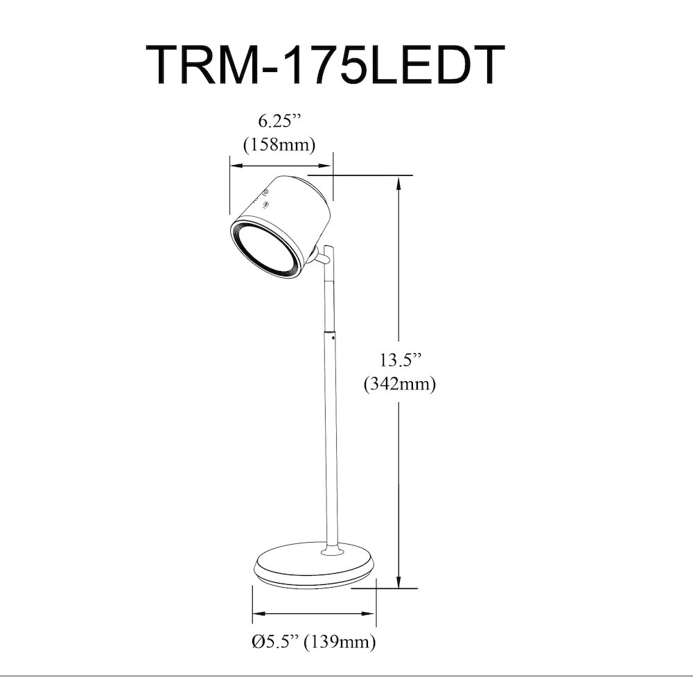 6W Table Lamp in Matte Black w/ Detachable Head. Picture 2
