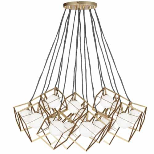 16LT Halogen Pendant,  GLD with WH Glass. Picture 1
