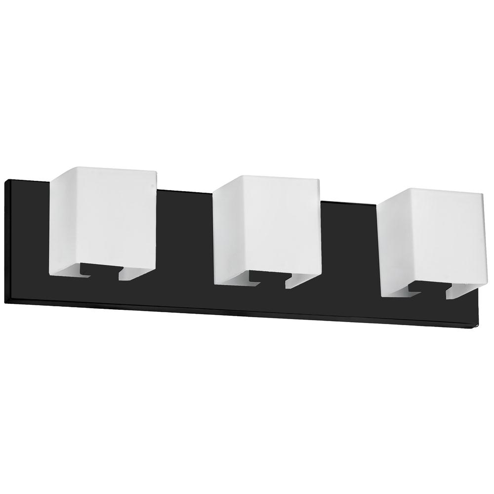 3LT Halogen Vanity, MB, WH Glass. Picture 1
