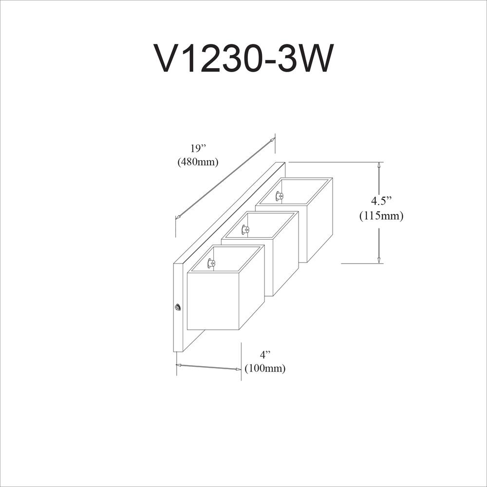 3LT Halogen Vanity, MB, WH Glass. Picture 2