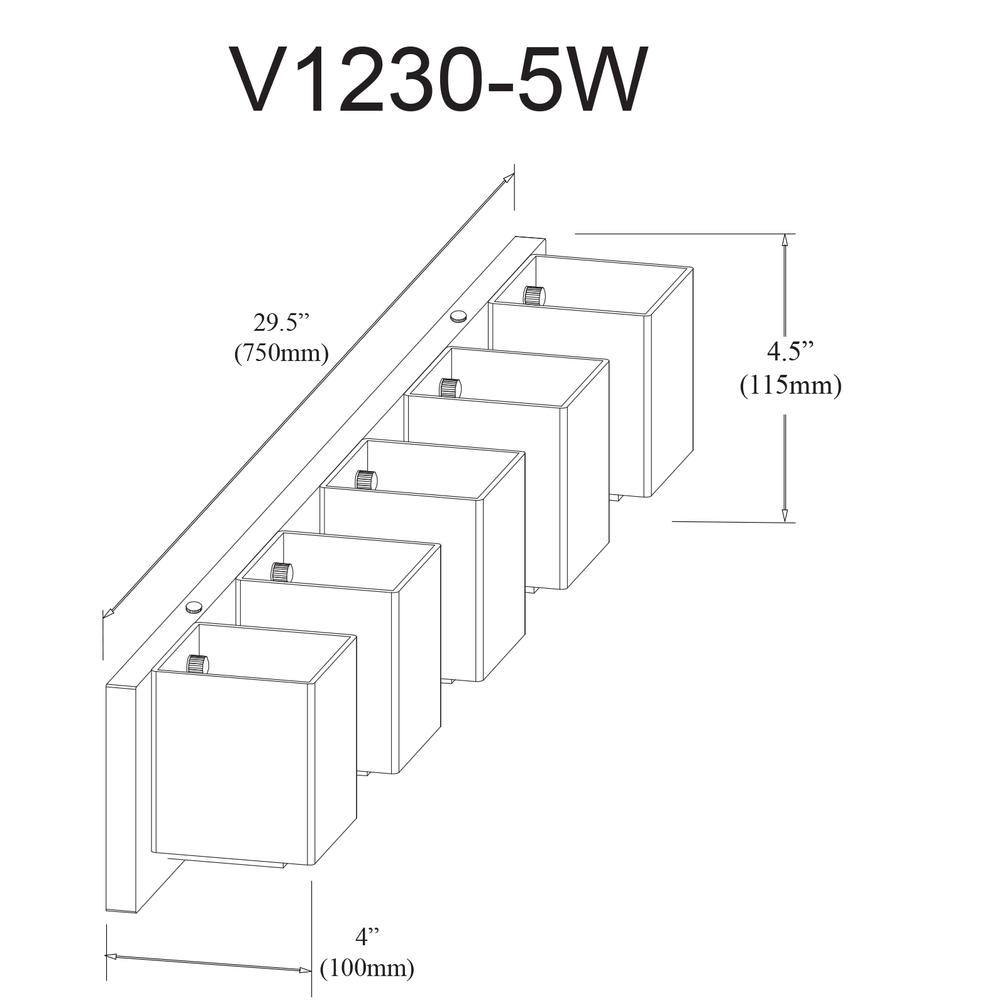 5LT Halogen Vanity, MB, WH Glass. Picture 2