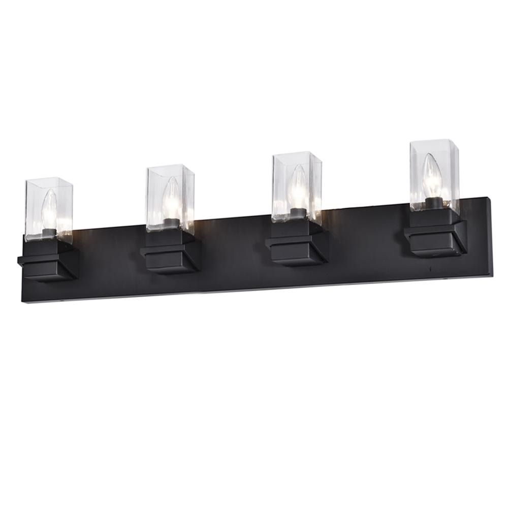 4LT Incandescent Vanity, MB, CLR Glass. Picture 1