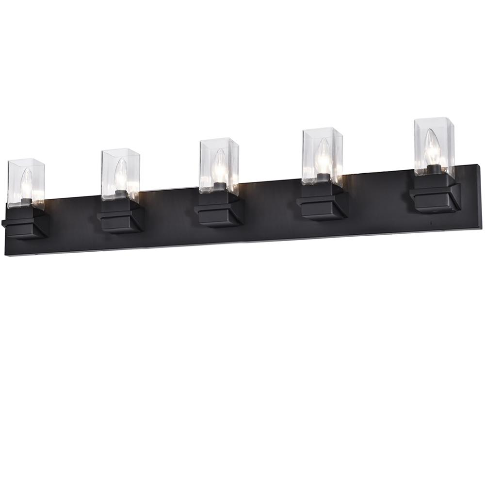 5LT Incandescent Vanity, MB, CLR Glass. Picture 1