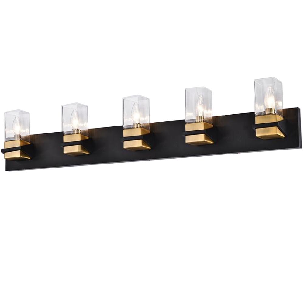 5LT Incandescent Vanity, MB & AGB, CLR Glass. Picture 1