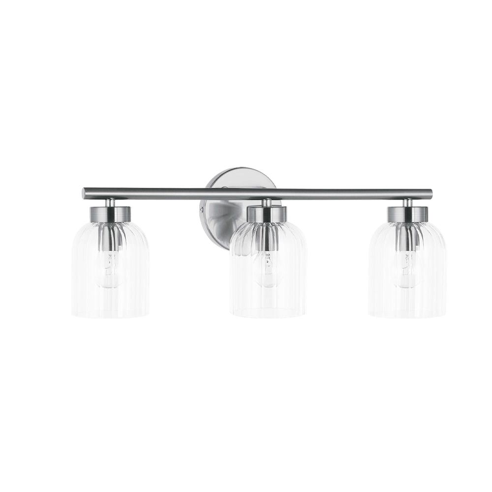 3LT Vanity, PC, CLR Ribbed Glass. Picture 1