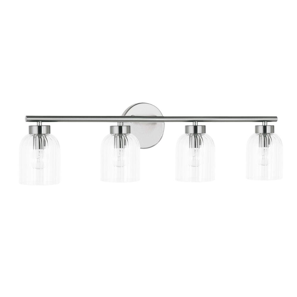 4LT Vanity, PC, CLR Ribbed Glass. Picture 1