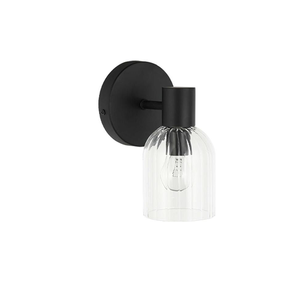 1LT Wall Sconce, MB, CLR Ribbed Glass. Picture 1