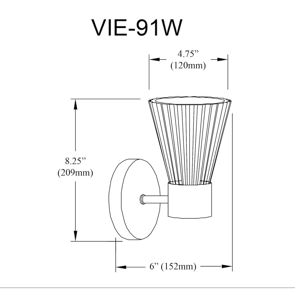 1 Light Incandescent Wall Satin Chrome Aged Brass with Clear Ribbed Glass. Picture 2