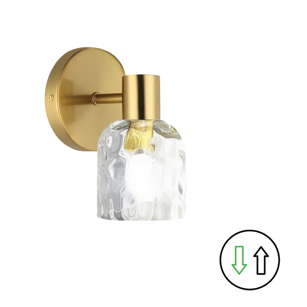 1 Light Aged Brass Wall Sconce w/ Clear Water Glass. Picture 1