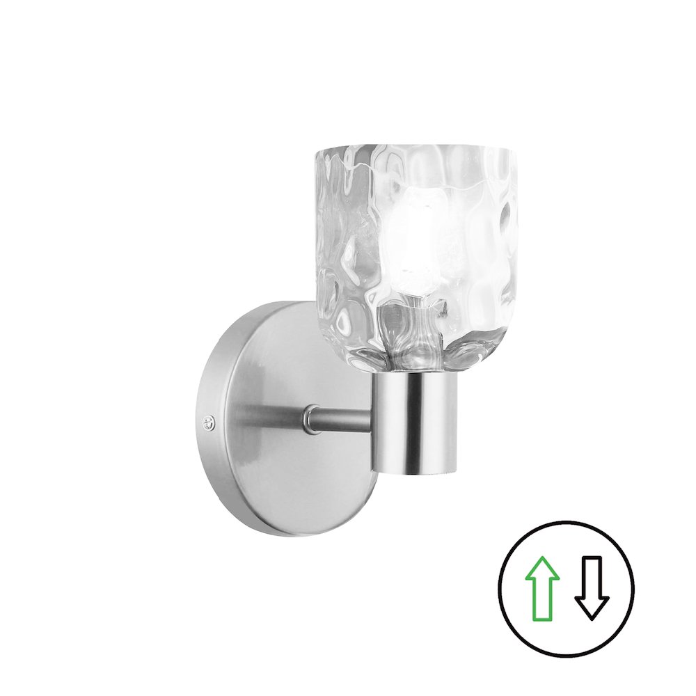 1 Light Polished Chrome Wall Sconce w/ Clear Water Glass. Picture 1