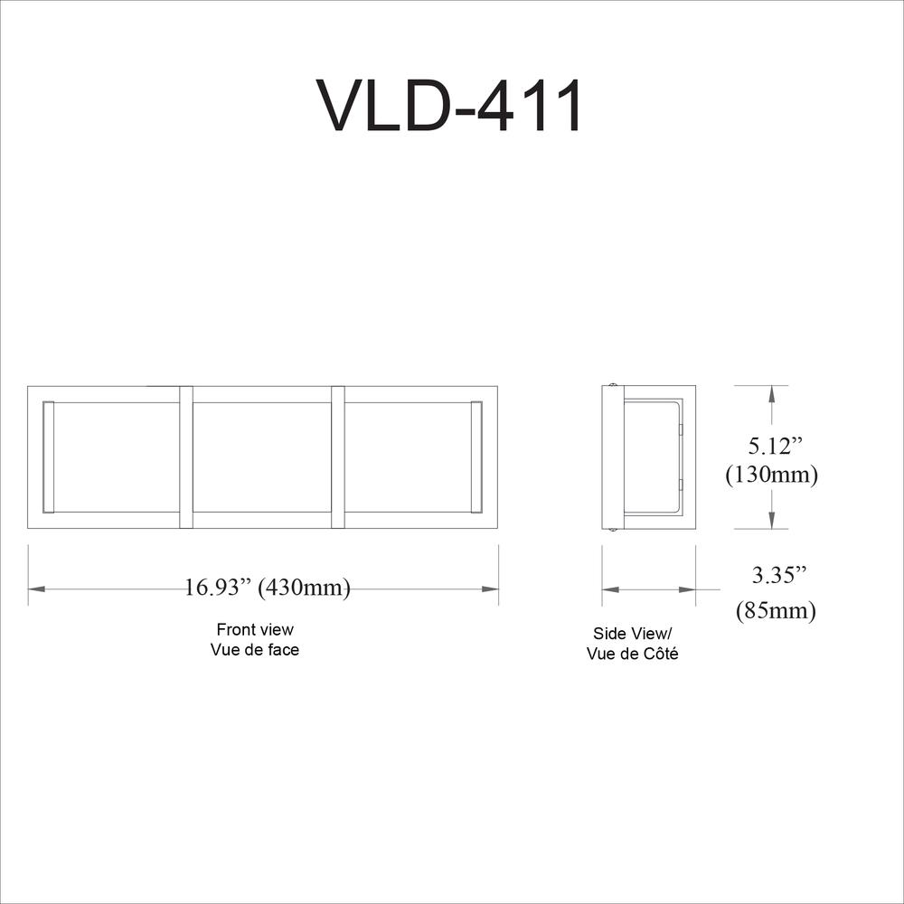 15W Vanity Light, PC, WH Acrylic Diffuser. Picture 2