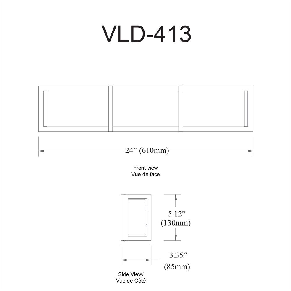 36W Vanity Light, PC, WH Acrylic Diffuser. Picture 2