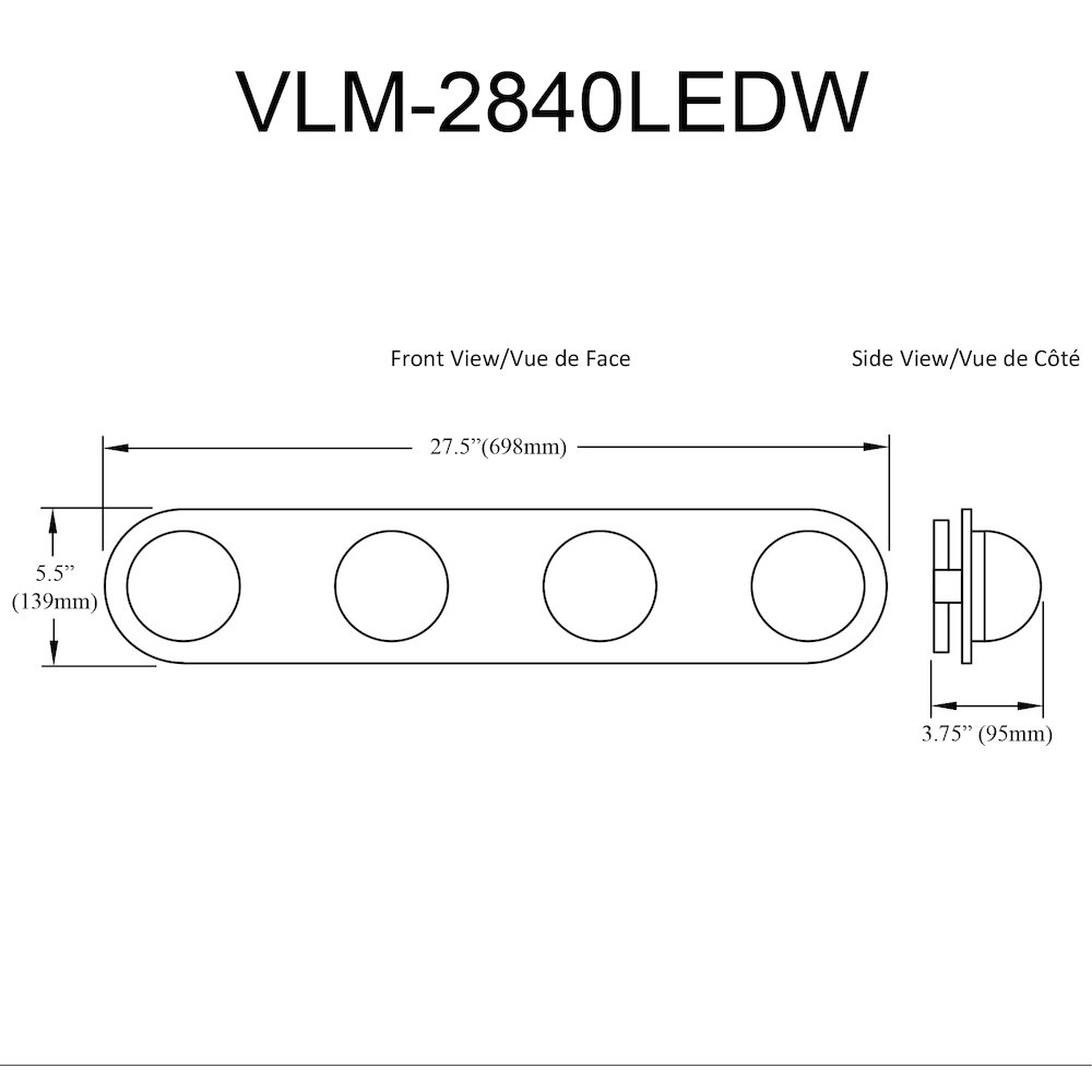 40W Vanity Matte Black with Clear Glass. Picture 2