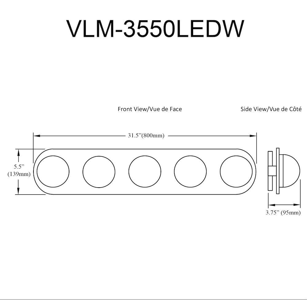50W Vanity Matte Black with Clear Glass. Picture 2