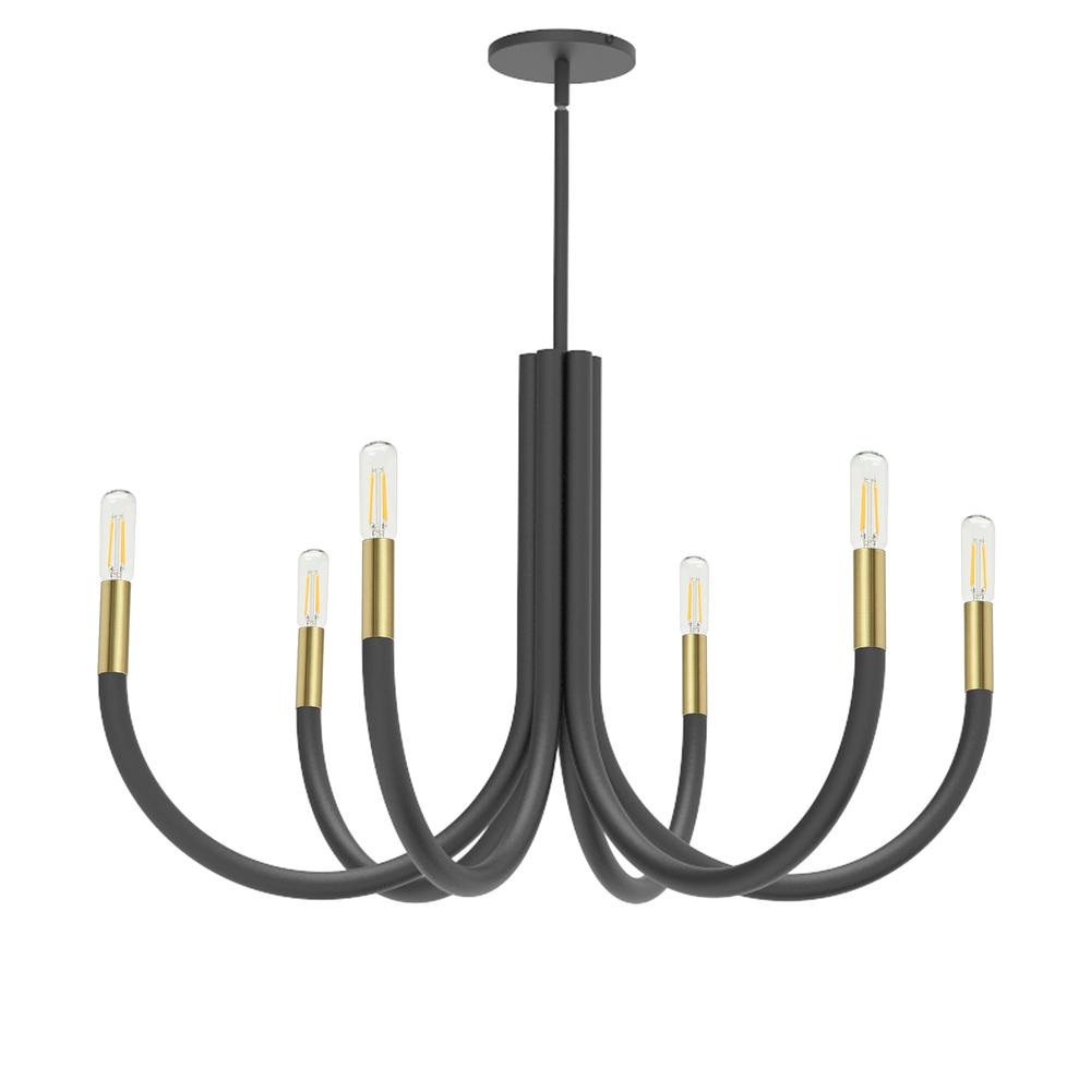 6LT Incandescent Chandelier, MB & AGB. Picture 1