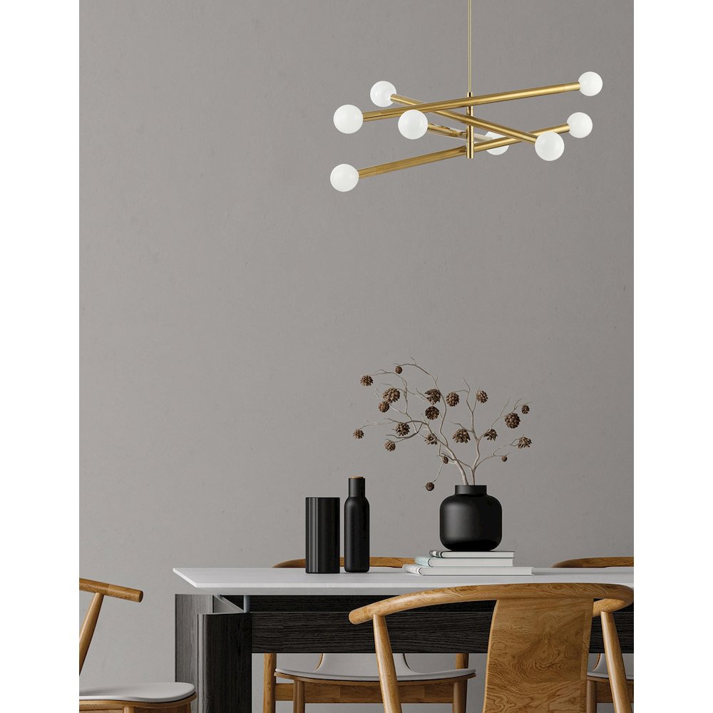 8 Light Incandescent Chandelier Aged Brass. Picture 3
