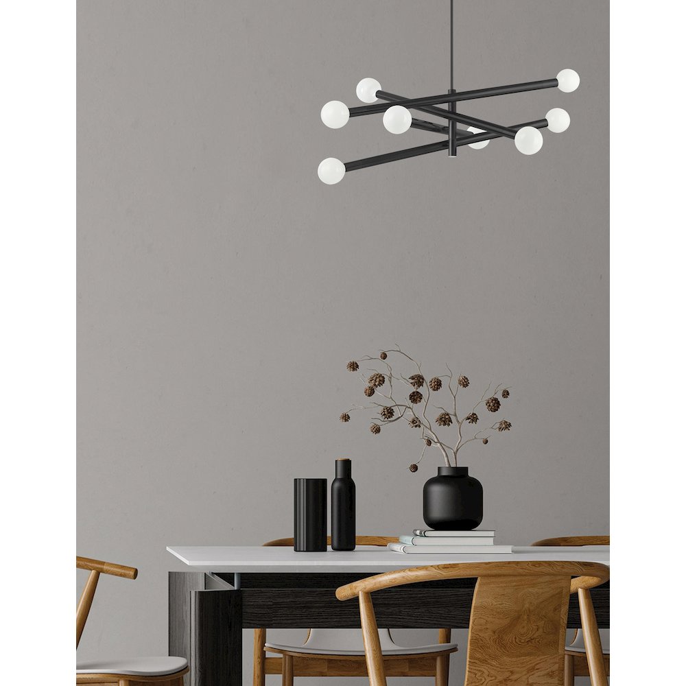8 Light Incandescent Chandelier Matte Black. Picture 3