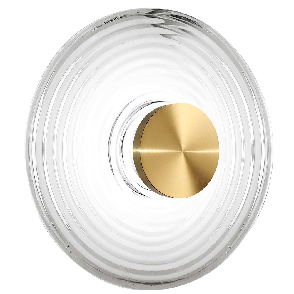 12W Wall Sconce Aged Brass with Clear Rippled Glass. Picture 1