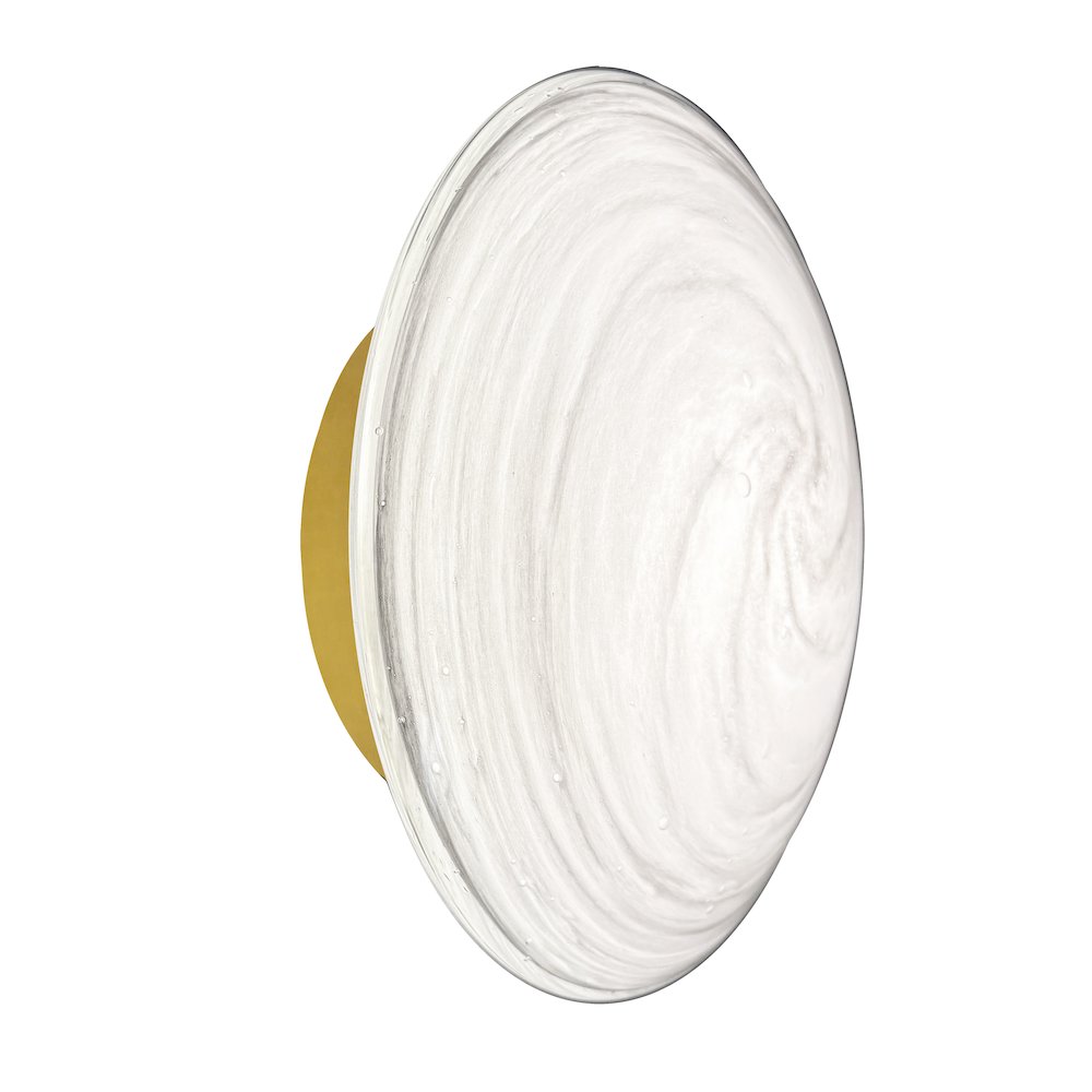 5W Wall Sconce in Aged Brass w/ Swirl Glass. Picture 1