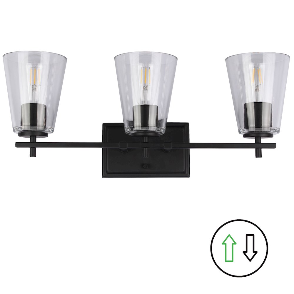3 Light Vanity in Matte Black. Picture 1