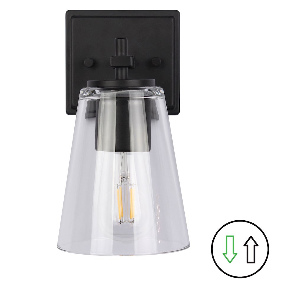 1 Light Wall Sconce in Matte Black. Picture 1