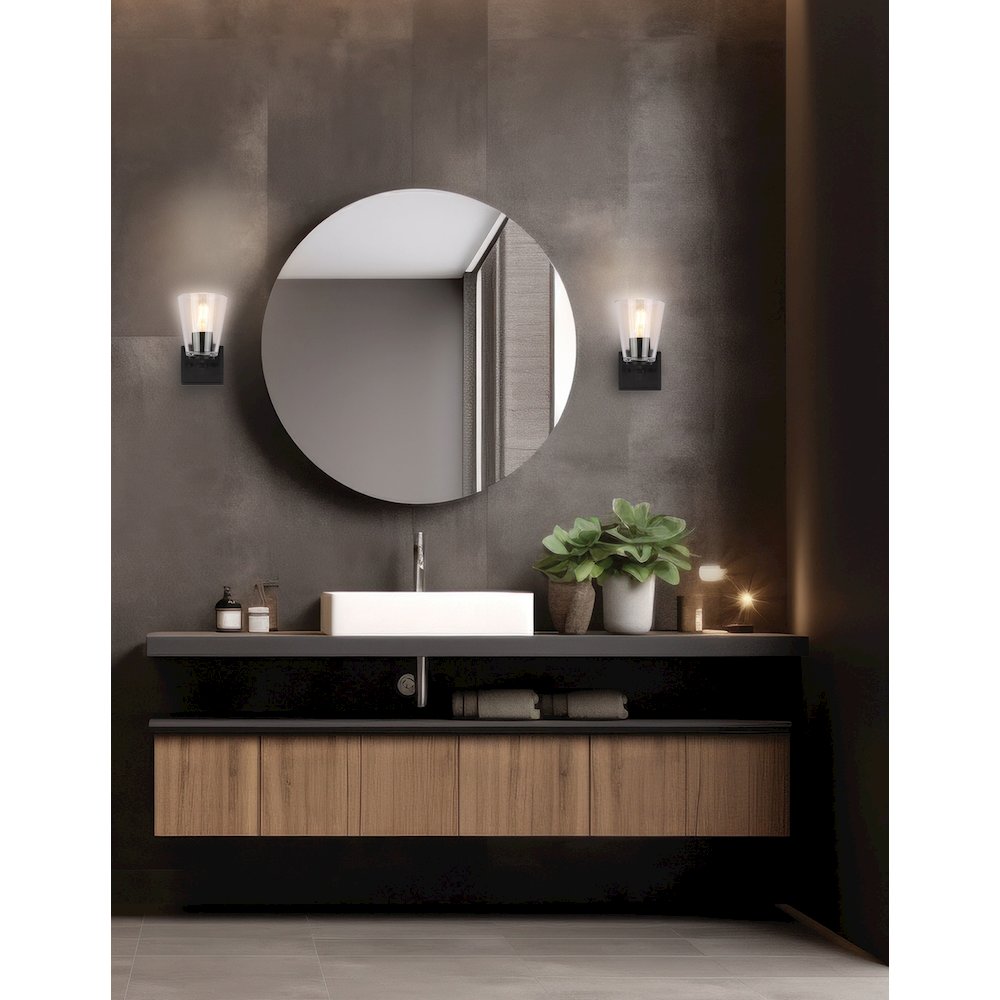 1 Light Wall Sconce in Matte Black. Picture 3