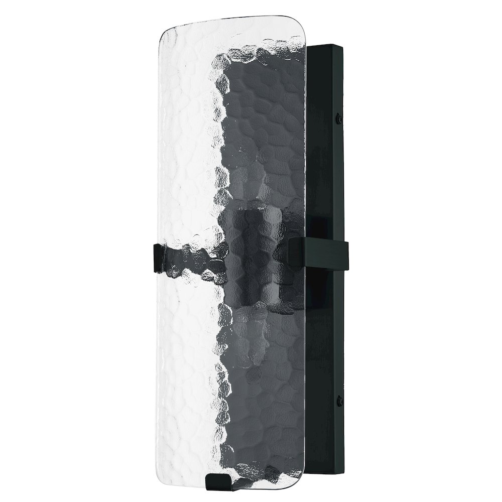 2 Light Wall Sconce in Matte Black w/ Clear Textured Glass. Picture 1