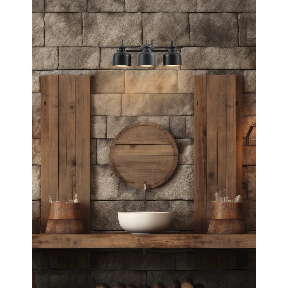 3 Light Vanity in Matte Black. Picture 2