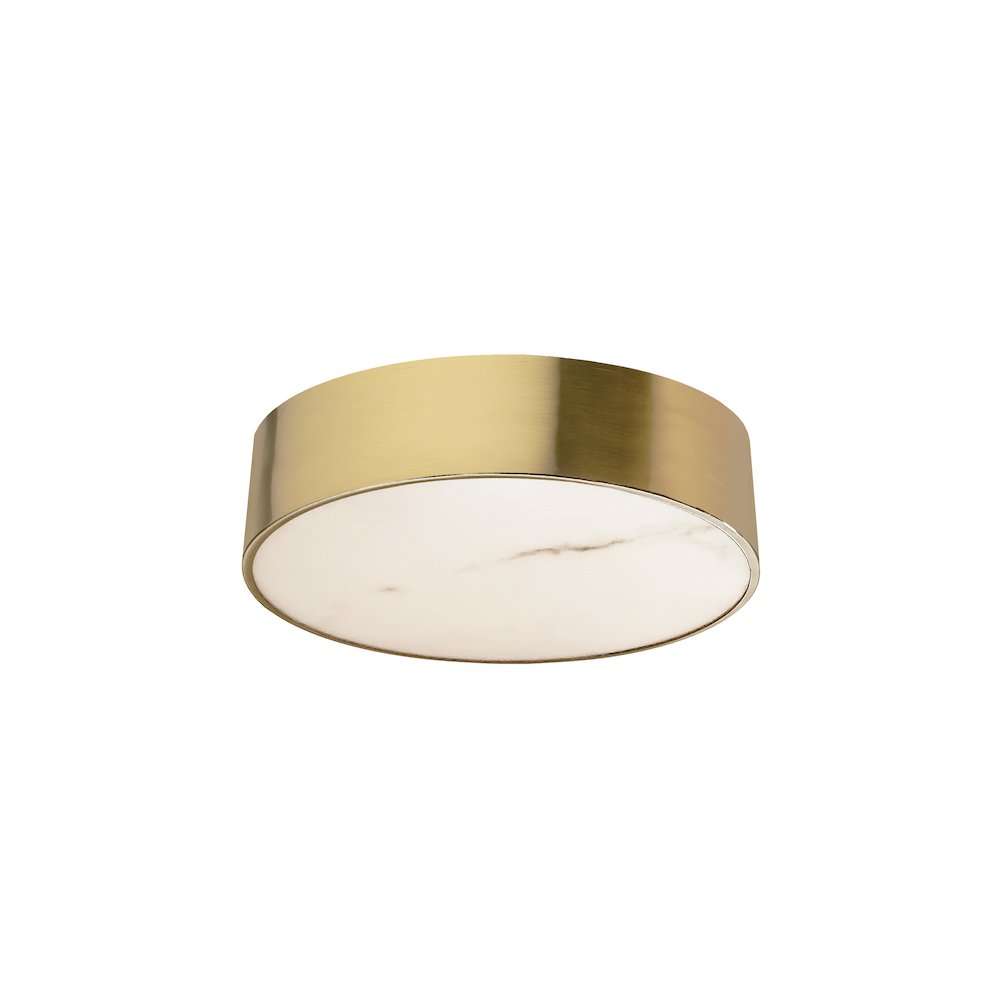 20W Flush Mount in Aged Brass w/ Alabaster Diffuser. Picture 1