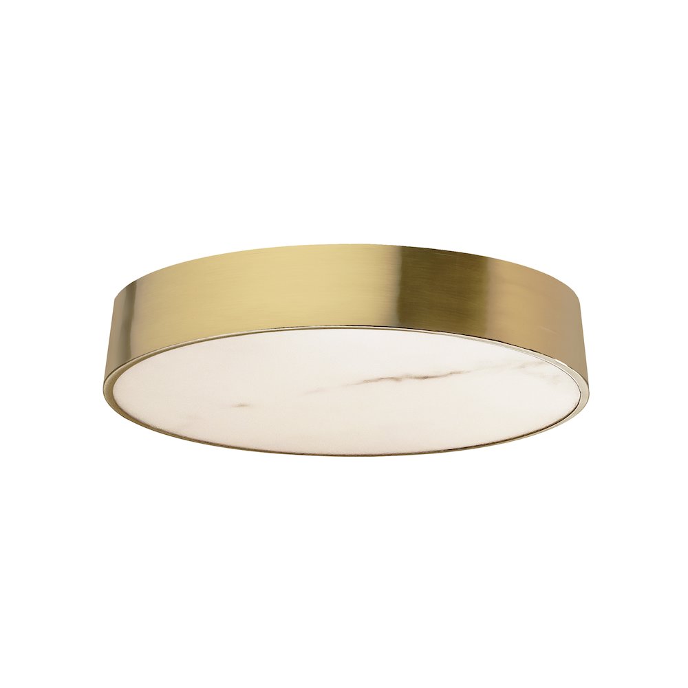 30W Flush Mount in Aged Brass w/ Alabaster Diffuser. Picture 1