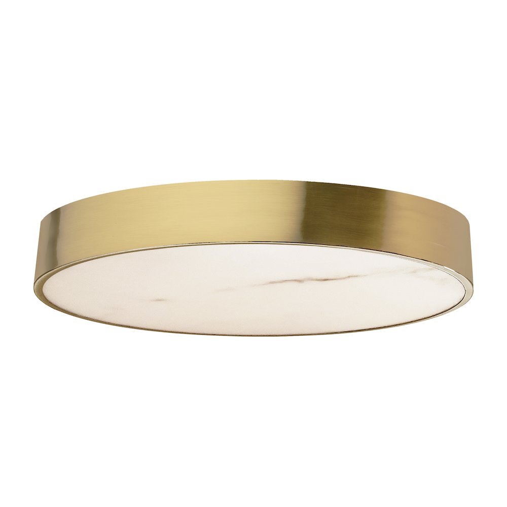 40W Flush Mount in Aged Brass w/ Alabaster Diffuser. Picture 1