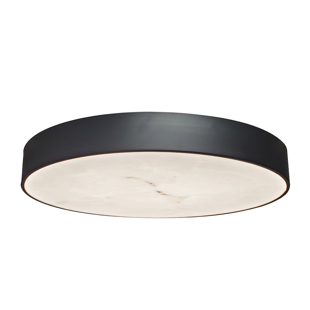 40W Flush Mount in Matte Black w/ Alabaster Diffuser. Picture 1