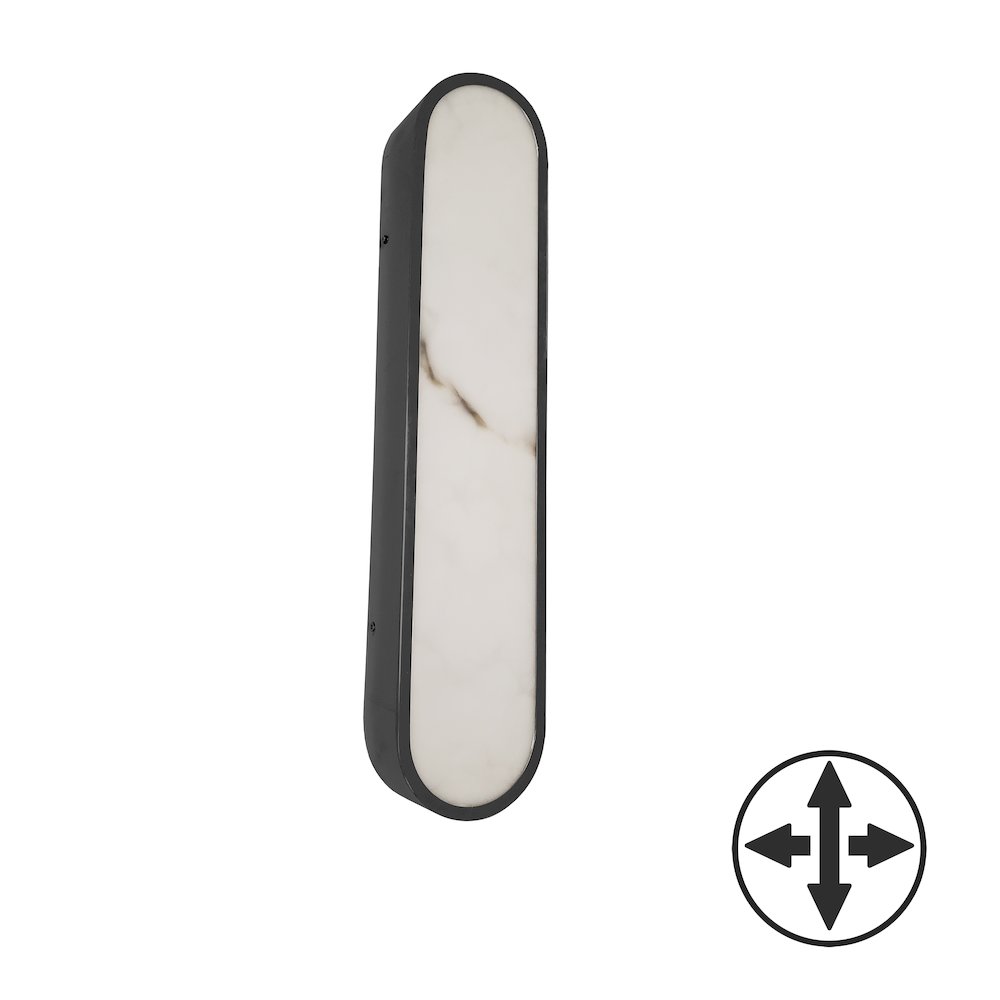 30W Wall Sconce in Matte Black w/ Alabaster Diffuser. Picture 1