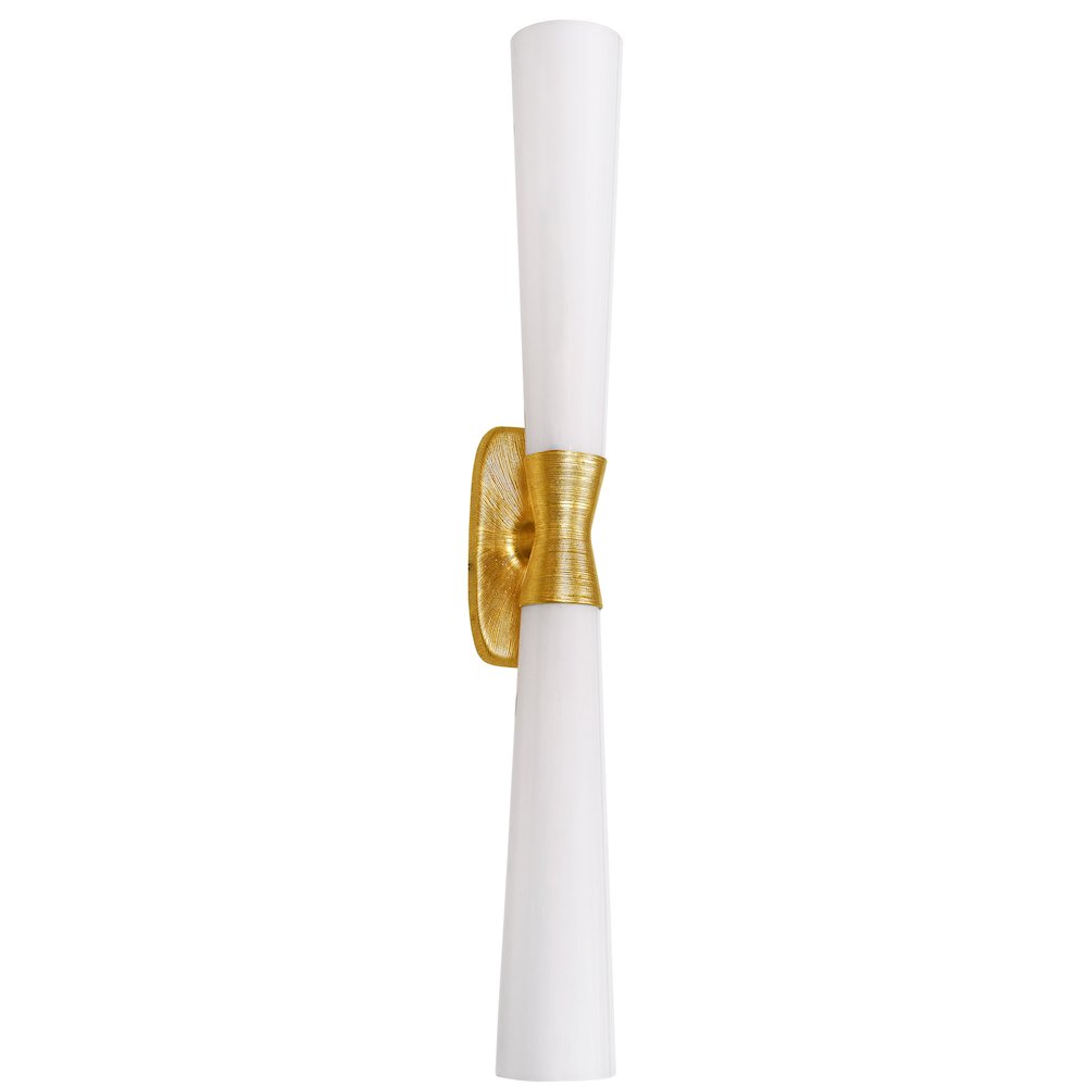 2 Light Wall Sconce in Gold w/ Opal Glass. Picture 1