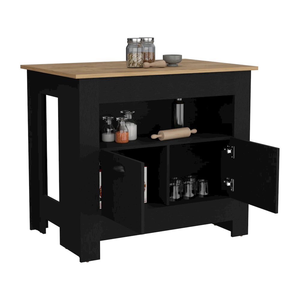Arlet Kitchen Island Black/Macadamia MDF. Picture 6