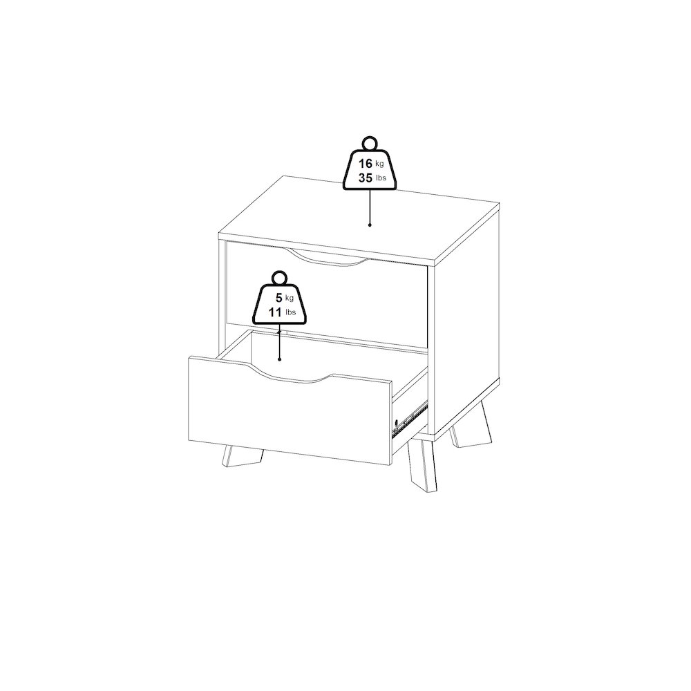Ikast 2 Drawer Nightstand, Jackson Hickory/White. Picture 13