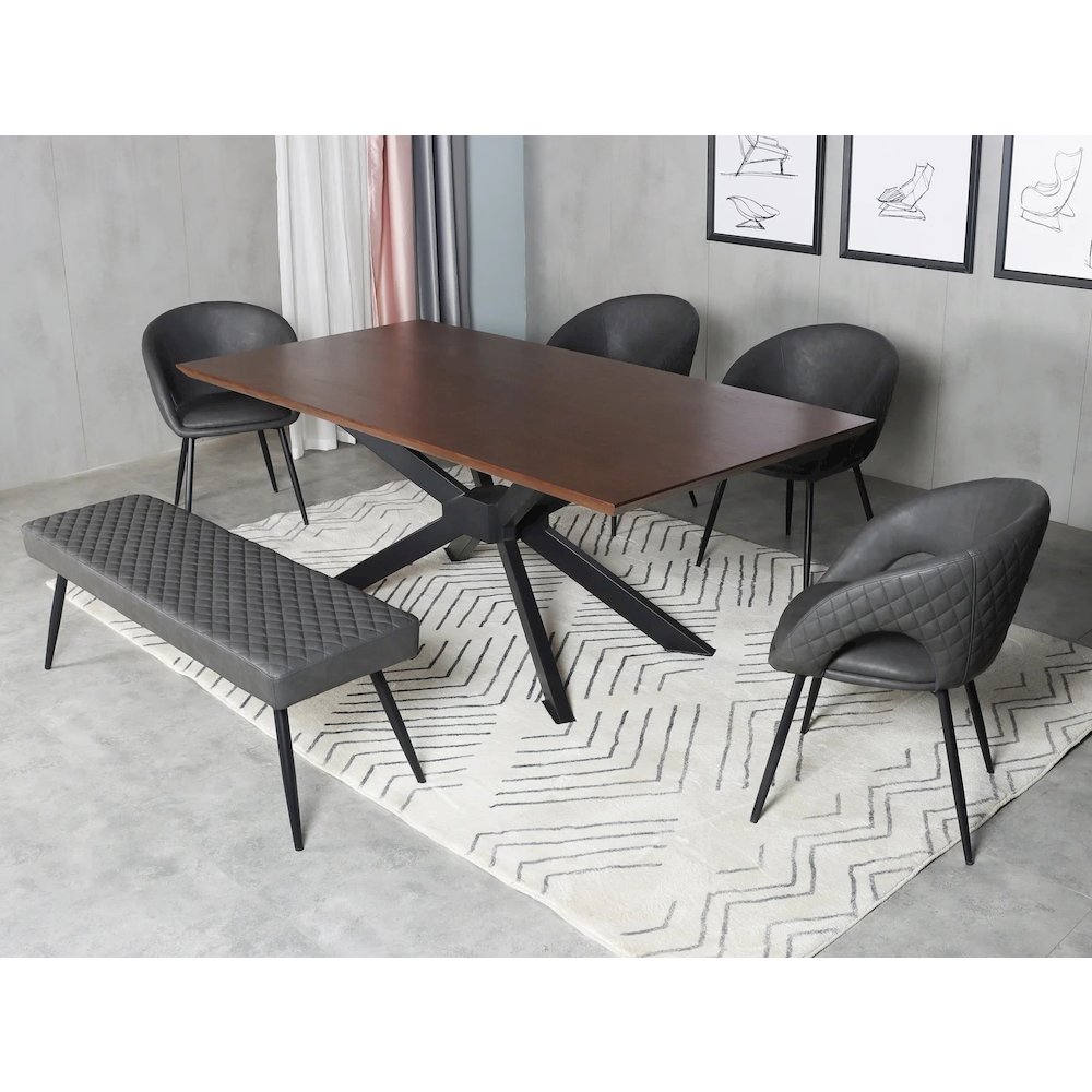 Contemporary Black Walnut Veneer Top Dining Table. Picture 4