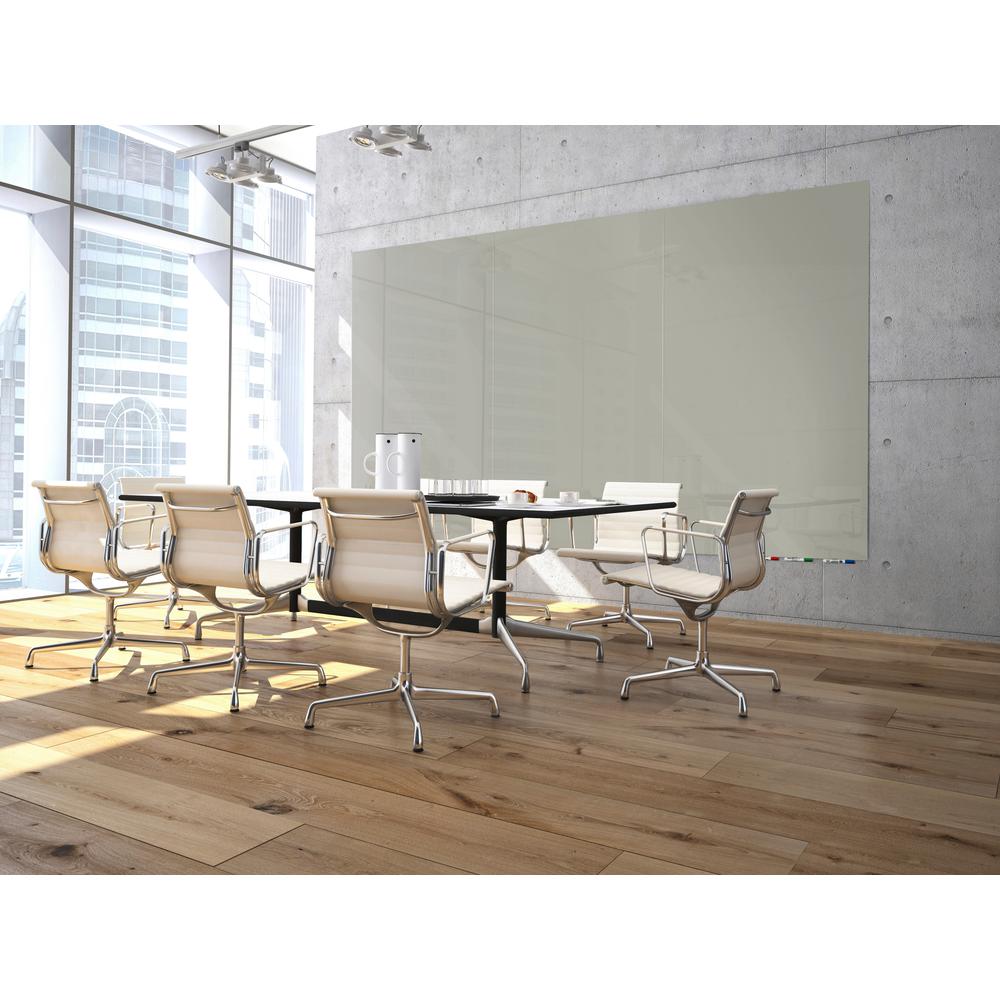 Ghent Aria 4'H x 5'W Magnetic Glass White Board, Gray Surface, Horizontal, 4 Rare Earth Magnets, 4 Markers and Eraser. Picture 4