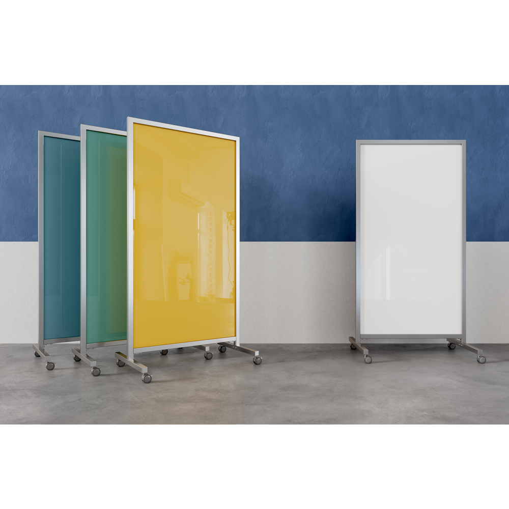 Ghent EZ Mobile Glassboard, Non-magnetic, 75"H x 38"W, Denim. Picture 2