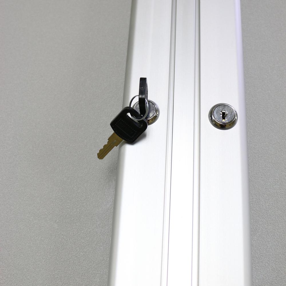 3 Door Enclosed Vinyl Bulletin Board with Satin Frame, 4'H x 8'W, Ebony. Picture 3
