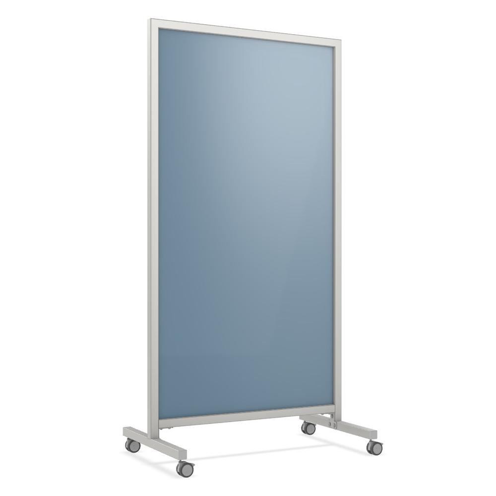 Ghent EZ Mobile Glassboard, Non-magnetic, 75"H x 38"W, Denim. Picture 1