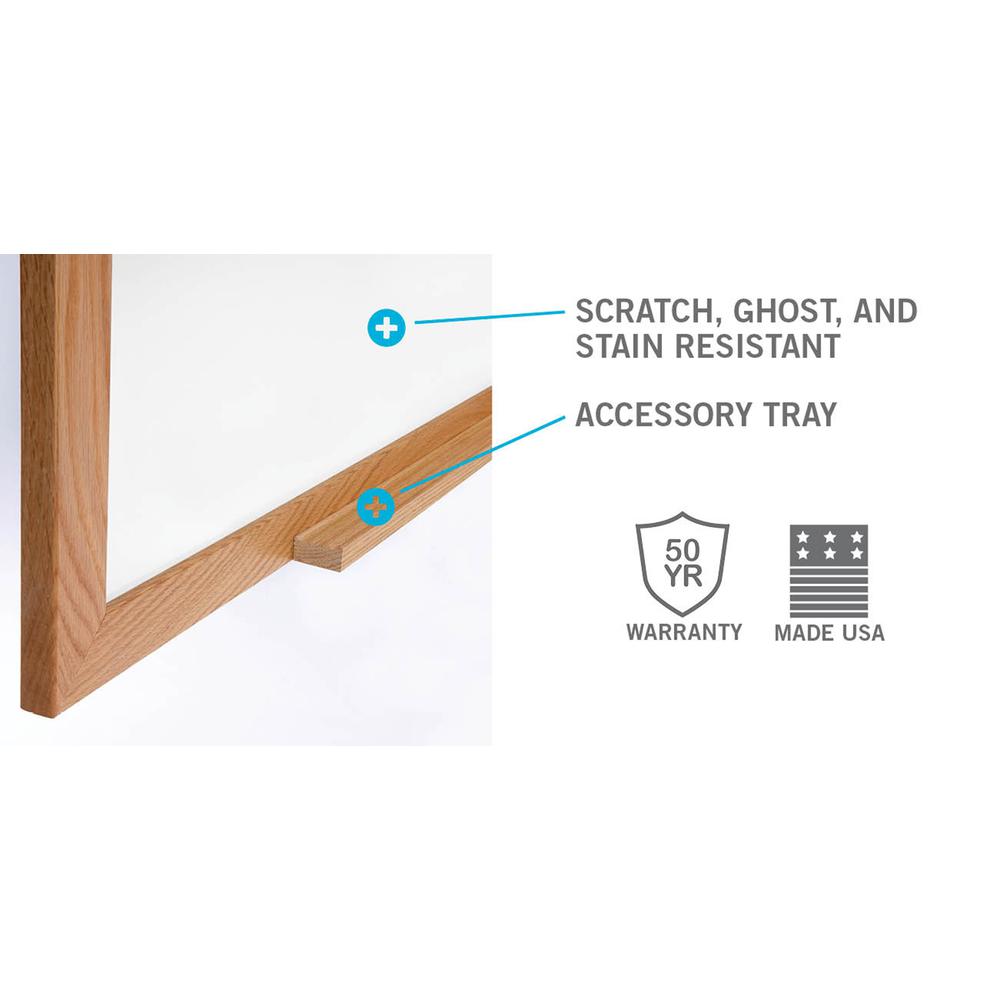 Ghent Magnetic Porcelain Whiteboard with Wood Frame, 3'H x 4'W. Picture 4