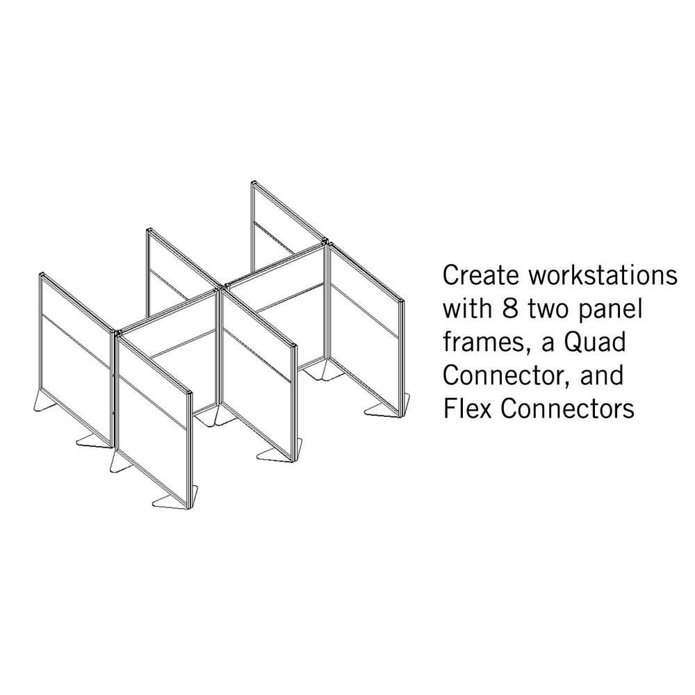 Ghent Floor Partition with Aluminum Frame and 2 Split Panel Infill, Porcelain and Silver Vinyl, 54"H x 48"W. Picture 5