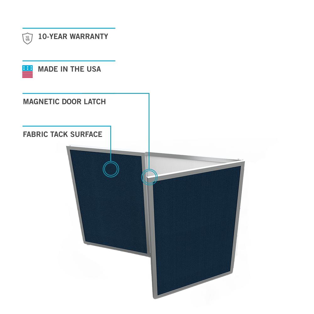 VisuALL PC Whiteboard Cabinet with Fabric Bulletin Board Exterior Doors, Blue. Picture 4